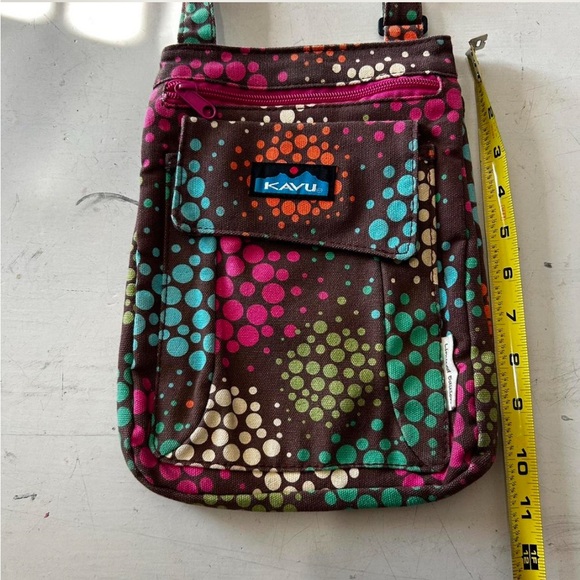 KAVU Crossbody Bag Purse Polka Dot Floral Canvas Adjustable Strap EUC Limited - Picture 8 of 8